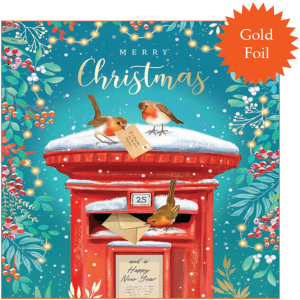 Postbox Robins (Gold Foil)